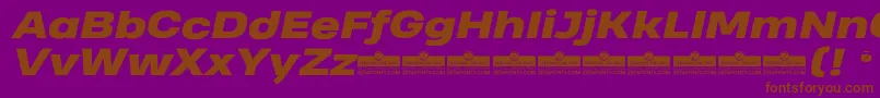 Fonte HeadingProWideHeavyItalicTrial – fontes marrons em um fundo roxo