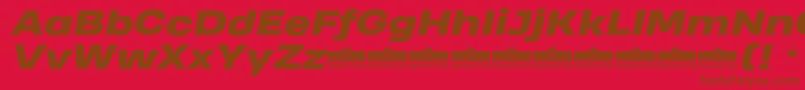 Fonte HeadingProWideHeavyItalicTrial – fontes marrons em um fundo vermelho