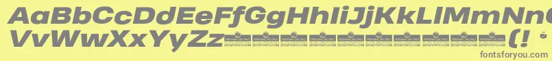 HeadingProWideHeavyItalicTrial Font – Gray Fonts on Yellow Background