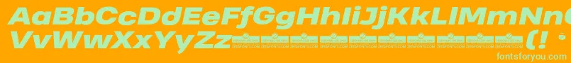 Шрифт HeadingProWideHeavyItalicTrial – зелёные шрифты на оранжевом фоне