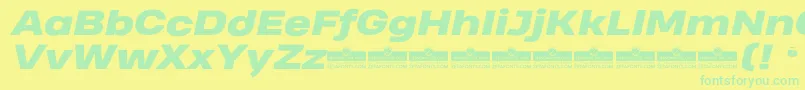 Шрифт HeadingProWideHeavyItalicTrial – зелёные шрифты на жёлтом фоне