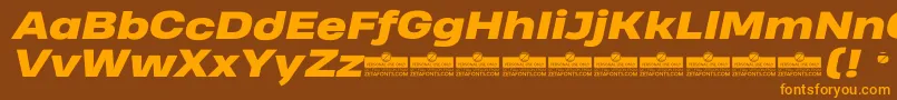 Шрифт HeadingProWideHeavyItalicTrial – оранжевые шрифты на коричневом фоне