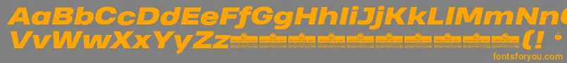 HeadingProWideHeavyItalicTrial-Schriftart – Orangefarbene Schriften auf grauem Hintergrund