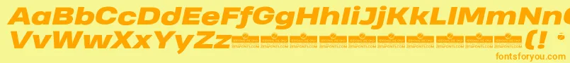 HeadingProWideHeavyItalicTrial Font – Orange Fonts on Yellow Background