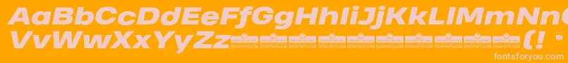 Fonte HeadingProWideHeavyItalicTrial – fontes rosa em um fundo laranja