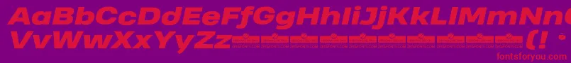 HeadingProWideHeavyItalicTrial Font – Red Fonts on Purple Background