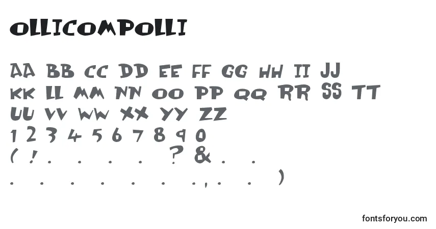 characters of ollicompolli font, letter of ollicompolli font, alphabet of  ollicompolli font