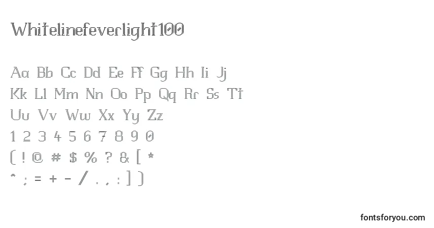 characters of whitelinefeverlight100 font, letter of whitelinefeverlight100 font, alphabet of  whitelinefeverlight100 font