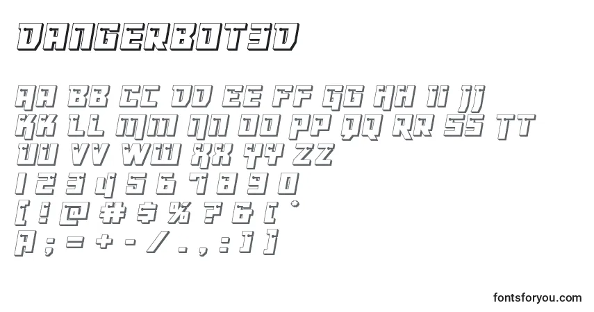 Dangerbot3D-fontti – aakkoset, numerot, erikoismerkit
