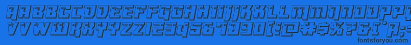 Dangerbot3D-Schriftart – Schwarze Schriften auf blauem Hintergrund