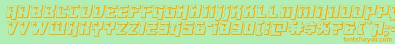 Dangerbot3D-Schriftart – Orangefarbene Schriften auf grünem Hintergrund