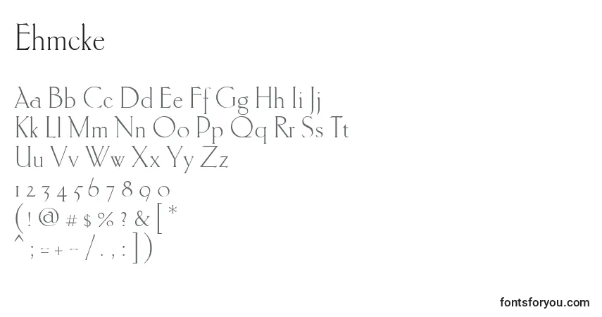 Schriftart Ehmcke – Alphabet, Zahlen, spezielle Symbole
