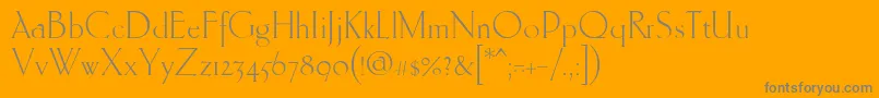 Ehmcke-Schriftart – Graue Schriften auf orangefarbenem Hintergrund