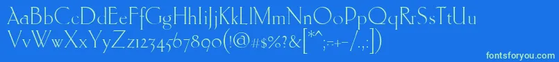 Ehmcke Font – Green Fonts on Blue Background