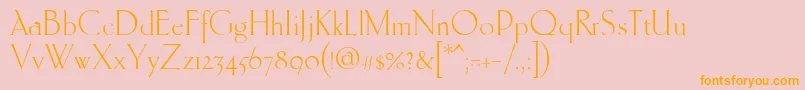 Ehmcke-Schriftart – Orangefarbene Schriften auf rosa Hintergrund