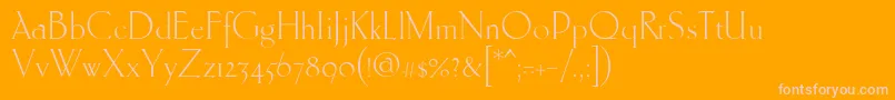 Ehmcke-Schriftart – Rosa Schriften auf orangefarbenem Hintergrund