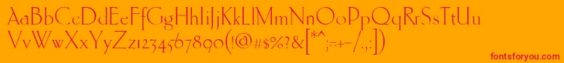 Ehmcke-Schriftart – Rote Schriften auf orangefarbenem Hintergrund