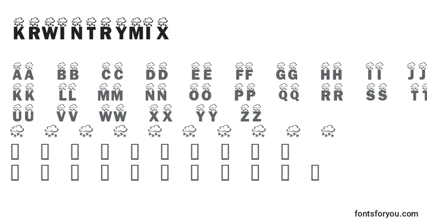 A fonte KrWintryMix – alfabeto, números, caracteres especiais
