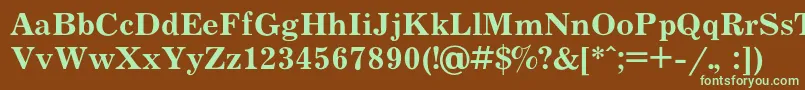 フォントJournalcBold – 緑色の文字が茶色の背景にあります。