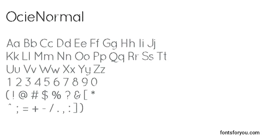 A fonte OcieNormal – alfabeto, números, caracteres especiais