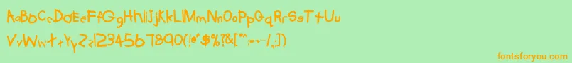 フォントTabathaBold – オレンジの文字が緑の背景にあります。