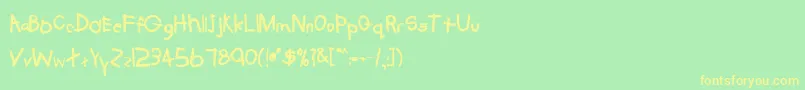 TabathaBold-Schriftart – Gelbe Schriften auf grünem Hintergrund