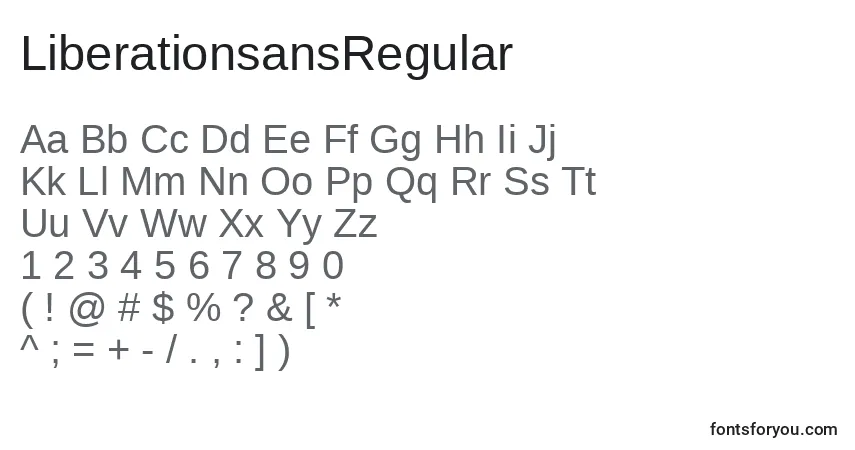 A fonte LiberationsansRegular – alfabeto, números, caracteres especiais
