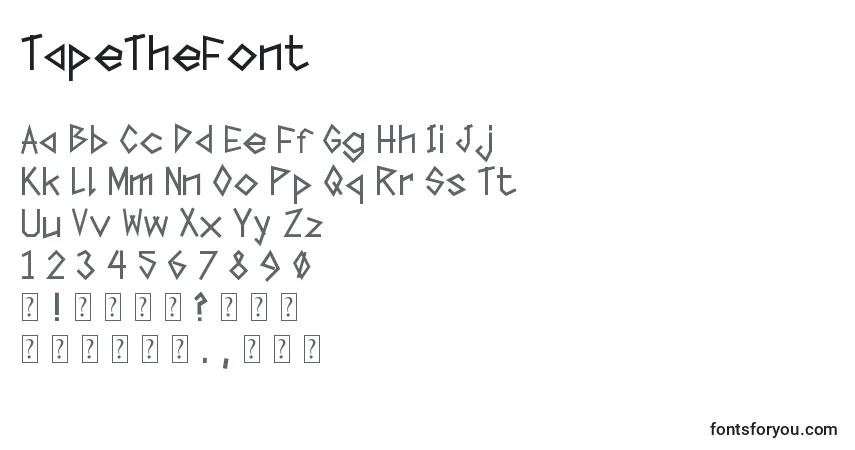 Schriftart TapeTheFont – Alphabet, Zahlen, spezielle Symbole