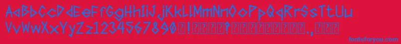 フォントTapeTheFont – 赤い背景に青い文字