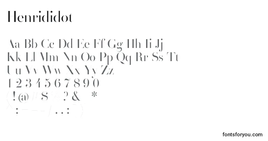 Henrididot-fontti – aakkoset, numerot, erikoismerkit