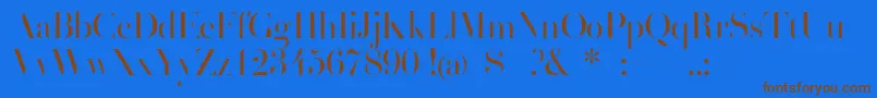 フォントHenrididot – 茶色の文字が青い背景にあります。
