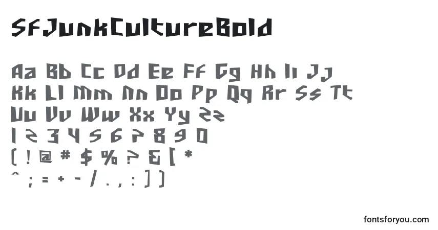 Schriftart SfJunkCultureBold – Alphabet, Zahlen, spezielle Symbole