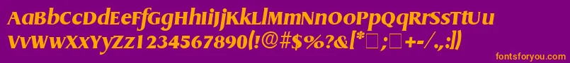 Шрифт BaryonDisplaySsiItalic – оранжевые шрифты на фиолетовом фоне