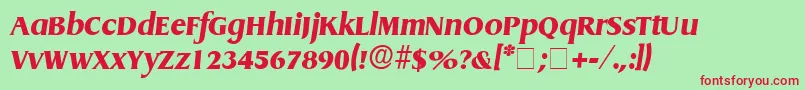 BaryonDisplaySsiItalic-Schriftart – Rote Schriften auf grünem Hintergrund