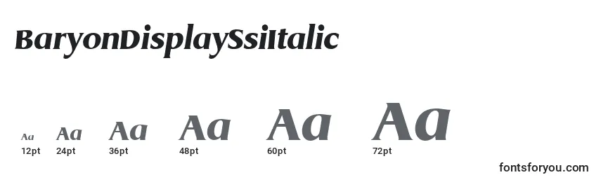 Размеры шрифта BaryonDisplaySsiItalic