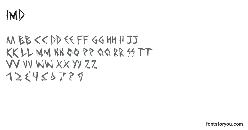 Czcionka Imd – alfabet, cyfry, specjalne znaki