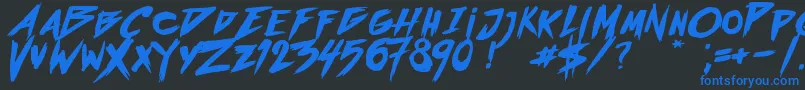 フォントOutrunFuture – 黒い背景に青い文字