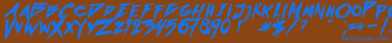 フォントOutrunFuture – 茶色の背景に青い文字