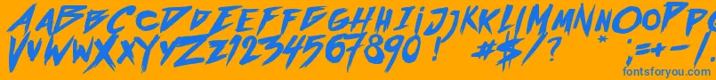 OutrunFuture Font – Blue Fonts on Orange Background