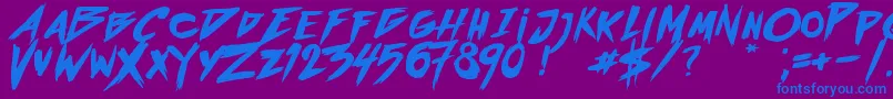 フォントOutrunFuture – 紫色の背景に青い文字
