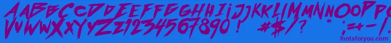 OutrunFuture Font – Purple Fonts on Blue Background