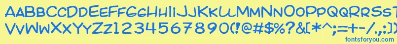 Kicomic Font – Blue Fonts on Yellow Background