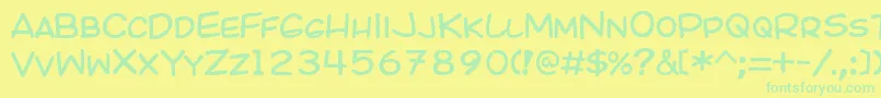 Kicomic-Schriftart – Grüne Schriften auf gelbem Hintergrund
