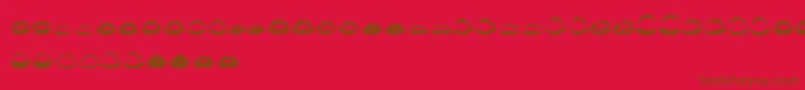 KissKissOtf-fontti – ruskeat fontit punaisella taustalla