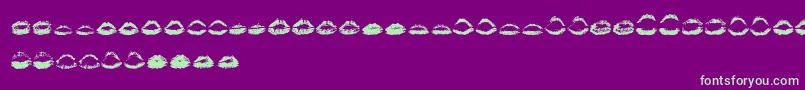 フォントKissKissOtf – 紫の背景に緑のフォント