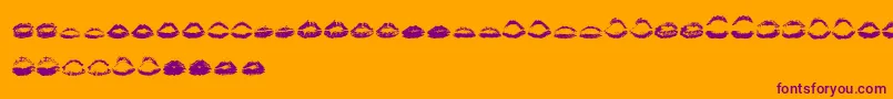 KissKissOtf-Schriftart – Violette Schriften auf orangefarbenem Hintergrund