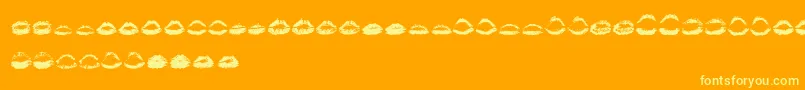 KissKissOtf-Schriftart – Gelbe Schriften auf orangefarbenem Hintergrund