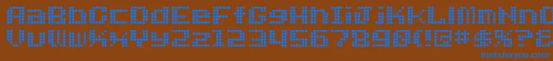 フォントDotfont – 茶色の背景に青い文字