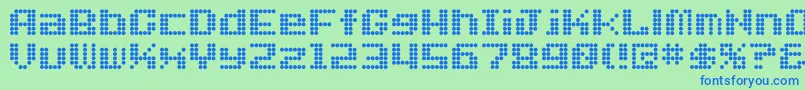 Dotfont Font – Blue Fonts on Green Background