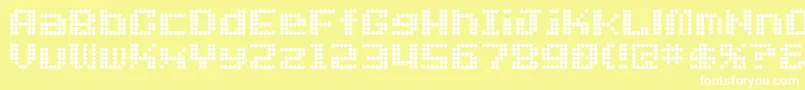 Dotfont-fontti – valkoiset fontit keltaisella taustalla